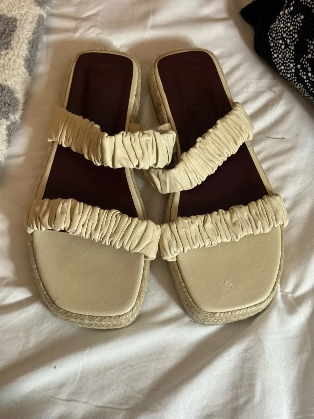 Staud maya ruched slip on espadrille sandals l flats - shoes sz 10/11 41